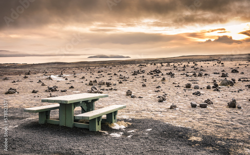 Desert Landscape in Iceland at Sunset