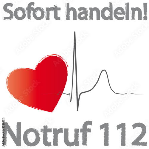 Notfall, Notruf bei Herzinfarkt - 112, Schnell handeln, denn jede Minute zählt, Vektor, isoliert
