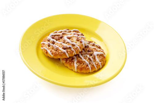 Two cookies on a plate photo