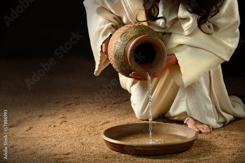 Jesus Pouring Water into Pan