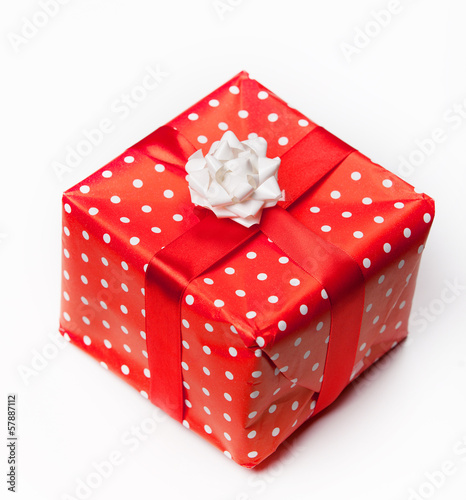 red gift box white background.