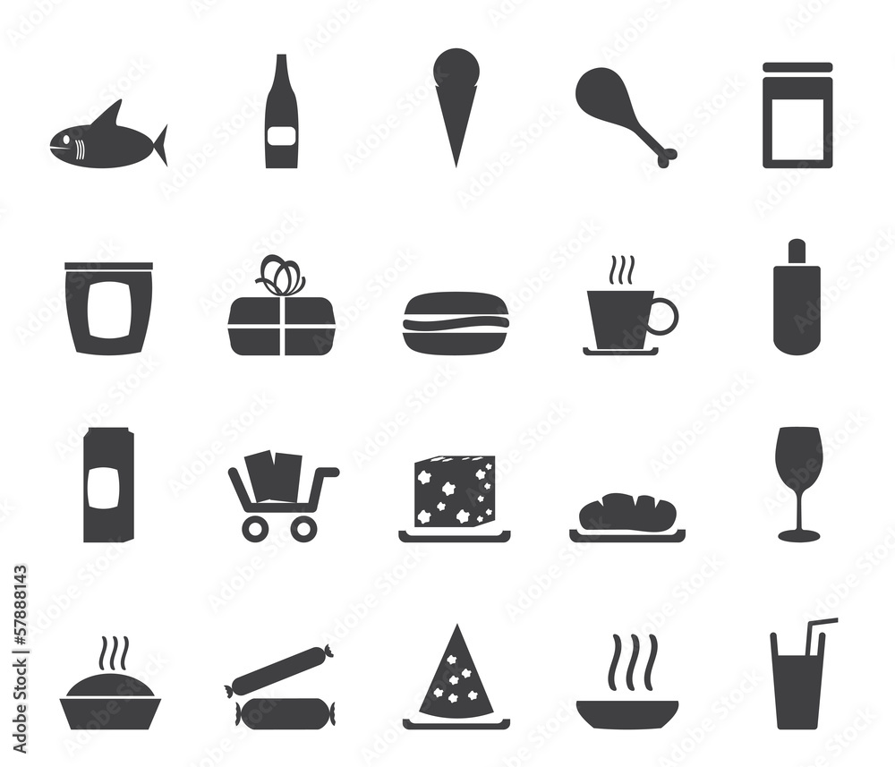 Silhouette Shop and Foods Icons - Vector Icon Set Silhouette Shop and Foods Icons - Vector Icon Set