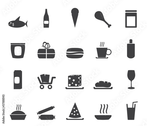 Silhouette Shop and Foods Icons - Vector Icon Set