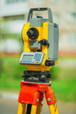 an used electronical theodolite close up