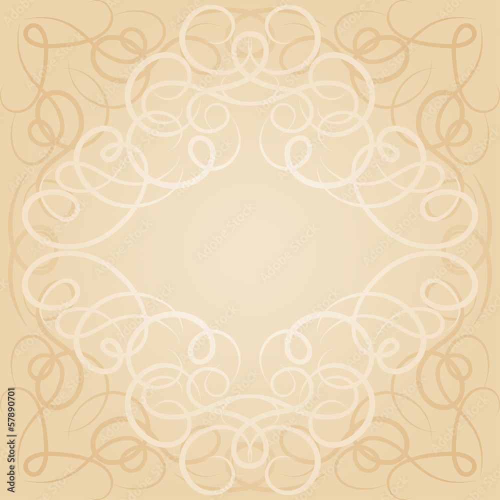 Background with ornamental curly frame in retro style. Background with ornamental curly frame in retro style.