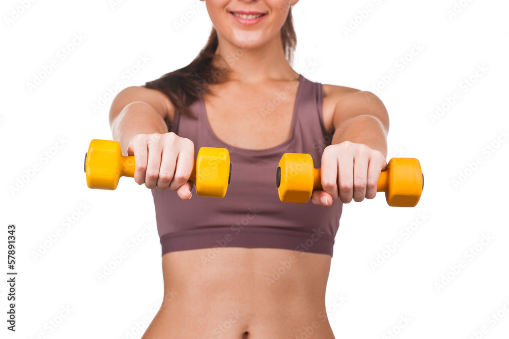 Woman with dumbbell Woman with dumbbell