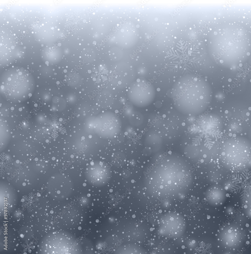 Fototapeta premium Christmas grey background with snowflakes.