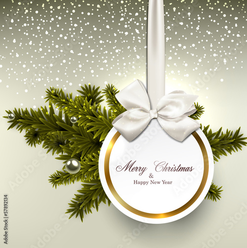 White paper gift card with satin bows.