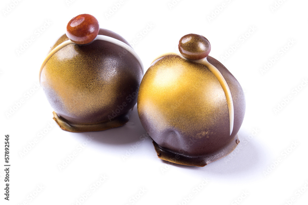 Handicrafted truffles isolated on white background