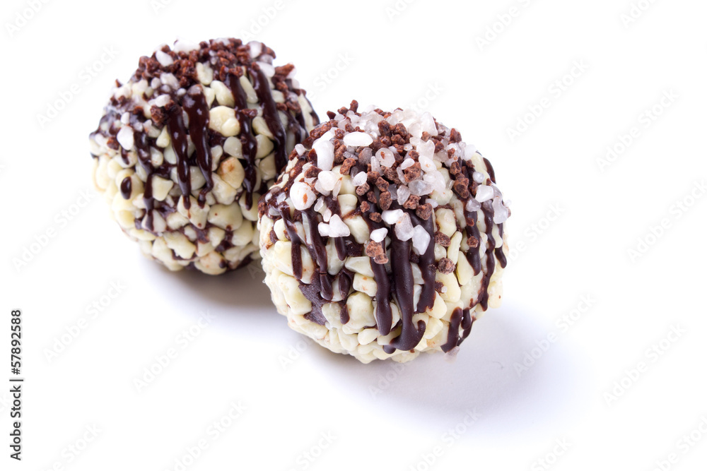 Handicrafted truffles isolated on white background Handicrafted truffles isolated on white background