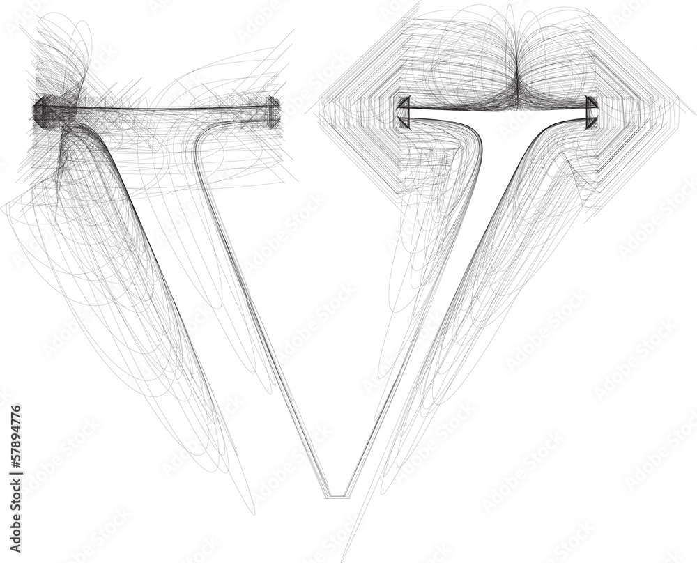 Hand draw font. LETTER v. Vector illustration Hand draw font. LETTER v. Vector illustration