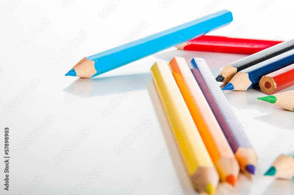 Isolated color pencils, white background Isolated color pencils, white background