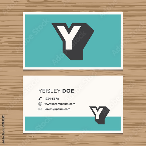 Business card with alphabet letter Y.