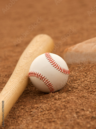 Baseball & Bat on the Infield