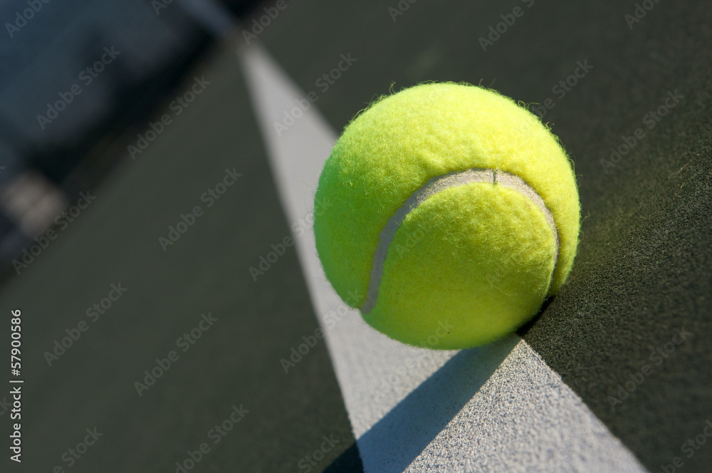 Tennis Ball on the Court, angled