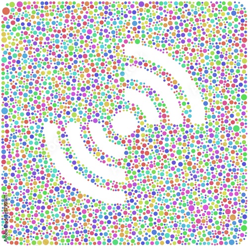 Antenna sign in a mosaic of harlequin circles