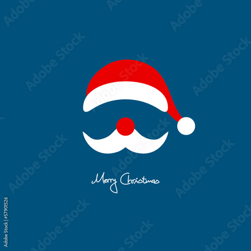 Abstract Blue Christmas Card Santa