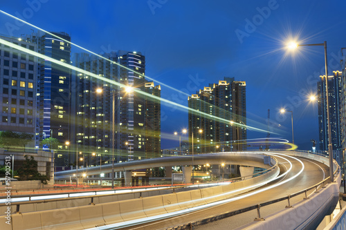 Traffic in Hong Kong at night