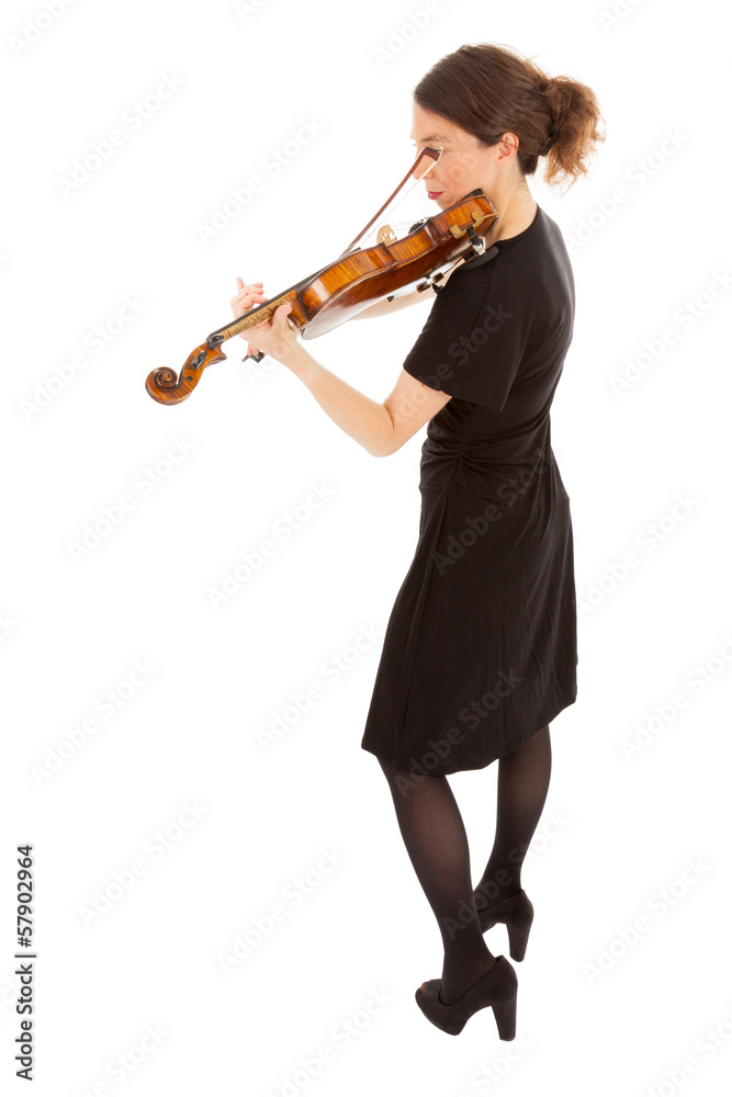 Naklejka premium Die schöne junge Frau spielt auf einer Geige