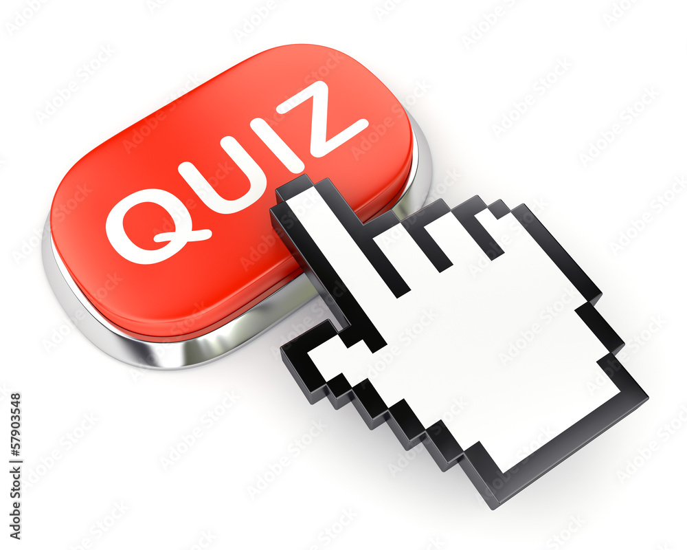 Red button QUIZ and hand cursor Red button QUIZ and hand cursor