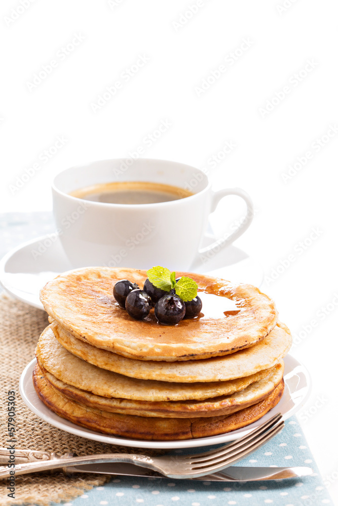 Stacked pancakes with berries Stacked pancakes with berries