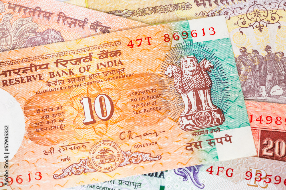 India rupee money banknote close-up