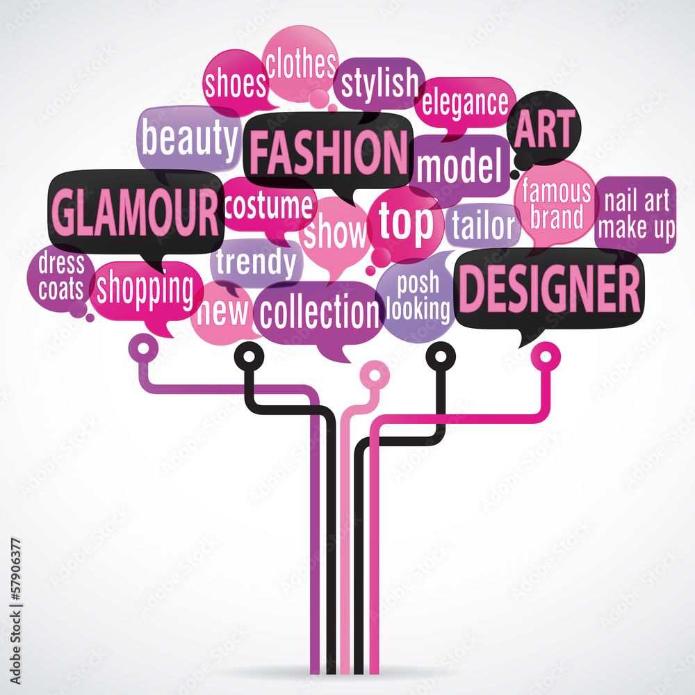 word cloud bubbles : fashion glamour (cs5) square tree