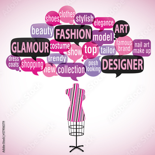 word cloud bubbles bust : fashion glamour (cs5) square photo