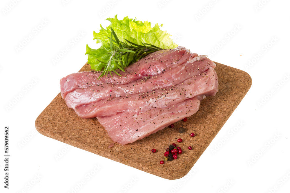 Raw pork steak