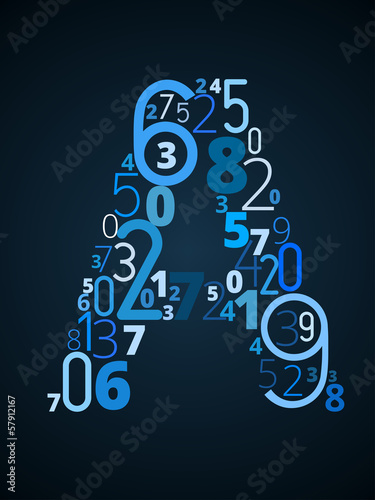 Letter A, vector font from numbers