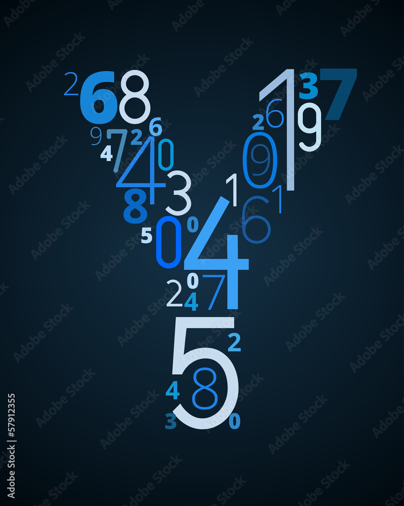 Fototapeta premium Letter Y, vector font from numbers