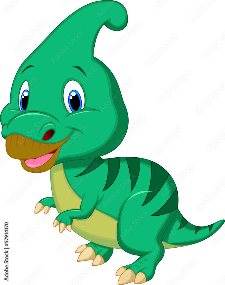Naklejka premium Cute dinosaur parasaurolophus cartoon