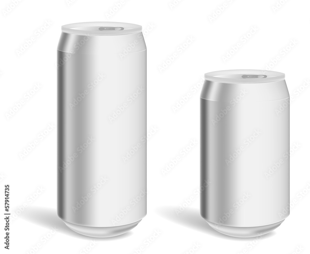 Two blank aluminium cans for product mockup