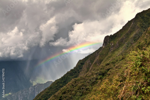 Rainbows in the mountains of Machu Picchu, Cusco, Peru