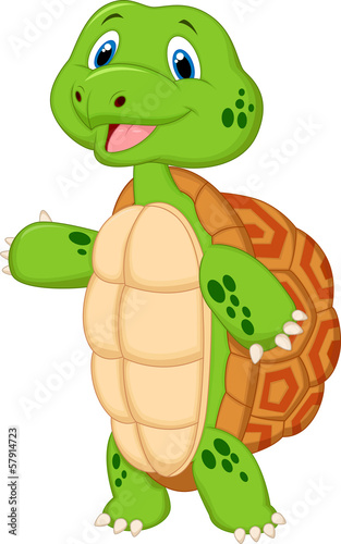 Cute turtle cartoon presenting