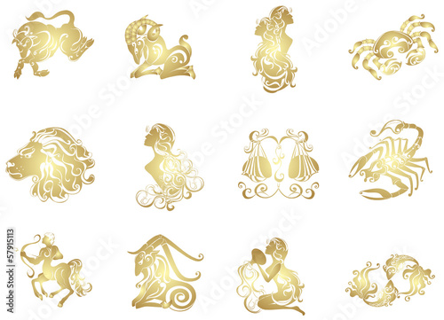 Zodiac Star Signs set . Vector set astrology sign.