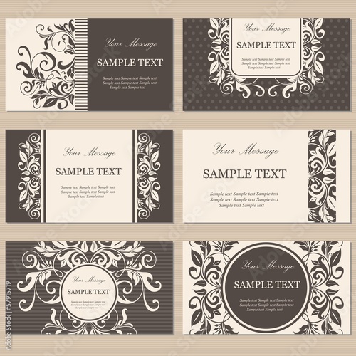 Set of six floral business cards