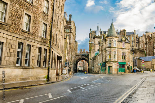Street Lined with Historic Buildings in Old Town Edinburgh