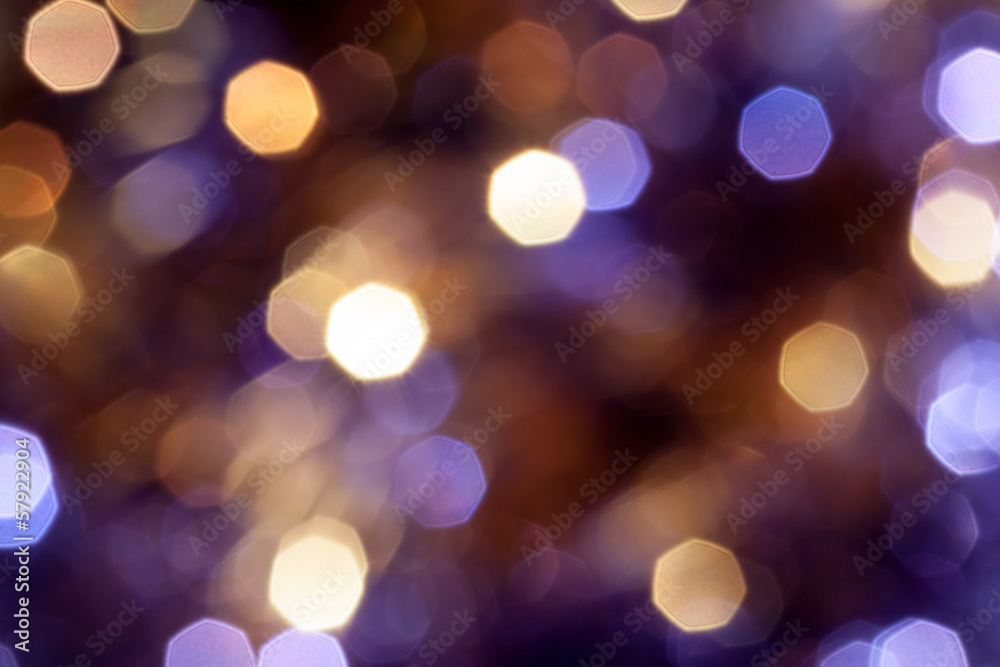 Defocused abstract blue and yellow christmas background
