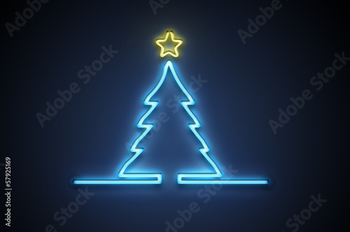 Glowing christmas tree neon