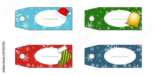 Set of 4 isolated christmas gift tags