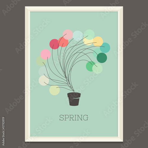 Colorful spring poster with magic plant. Vector illustration