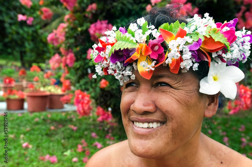 Quadro em tela Portrait of Polynesian Pacific Island Tahitian mature woman Aitu