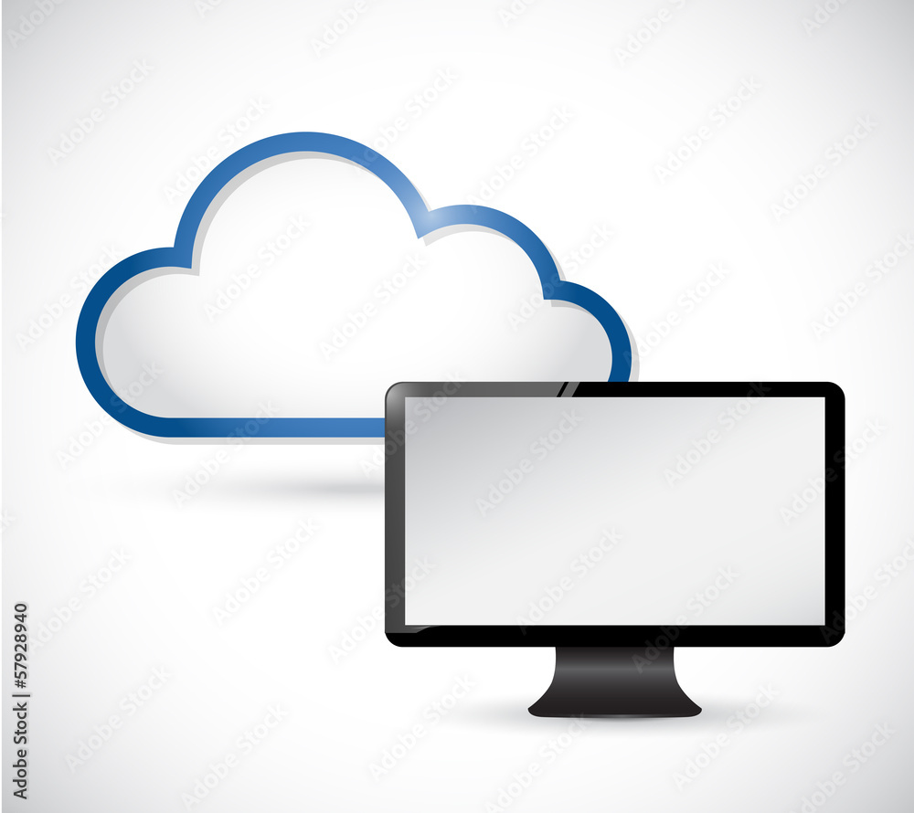 monitor and border storage cloud. illustration monitor and border storage cloud. illustration