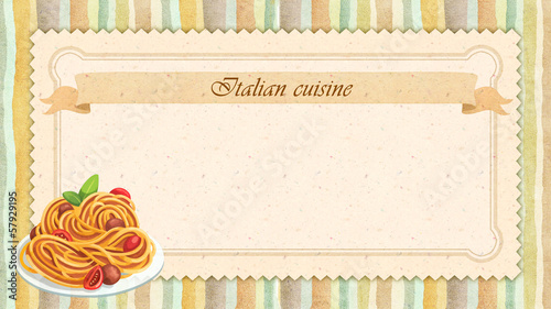 Italian cuisine restaurant menu card design in vintage style
