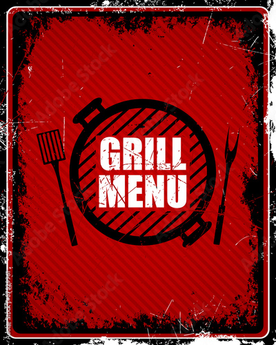 Vector Illustration of a Vintage Grill Menu Sign