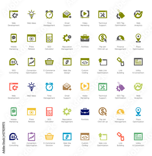 SEO and Development icon set4, dark green and colorful series