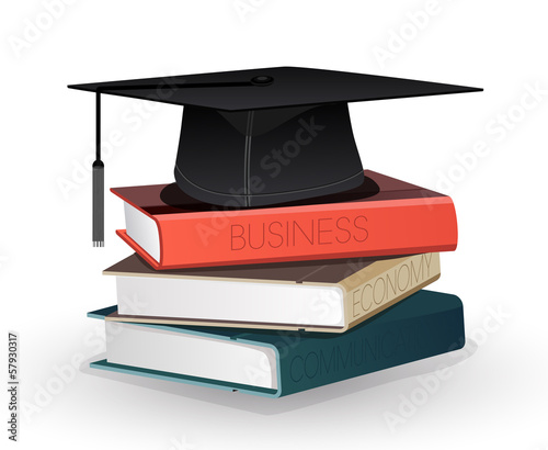 Graduation mortar on top of books