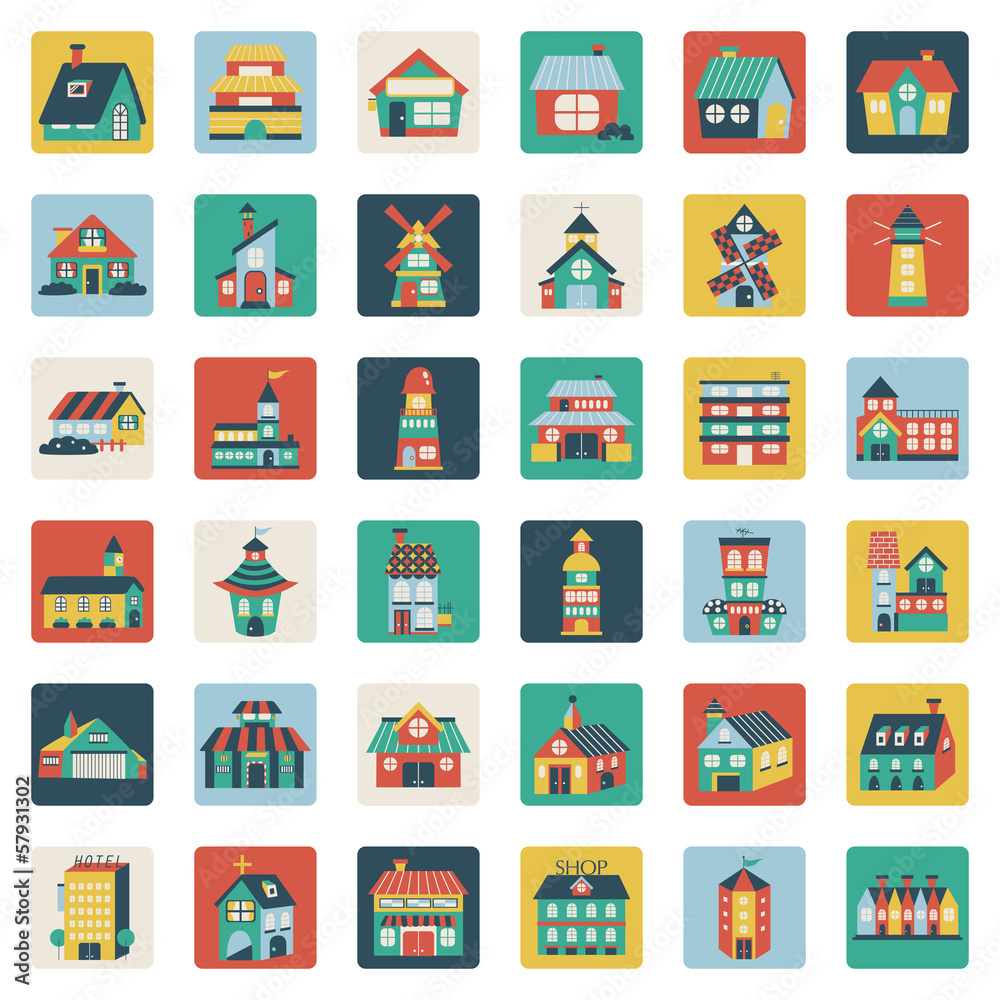 Set of flat house icons