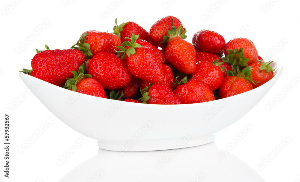 Fresh strawberry in bowl isolated on white Fresh strawberry in bowl isolated on white